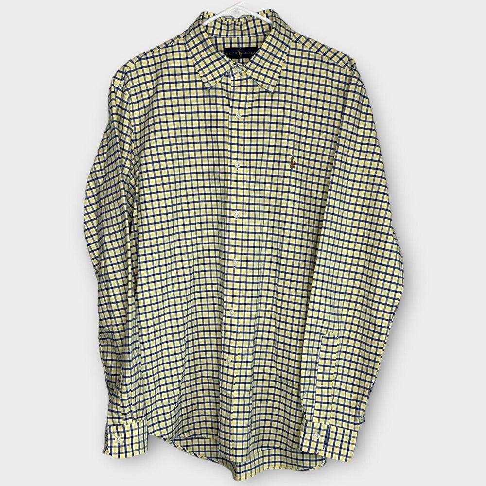 Ralph Lauren‎ Men's Yellow Checkered Long Sleeve Button Down Shirt